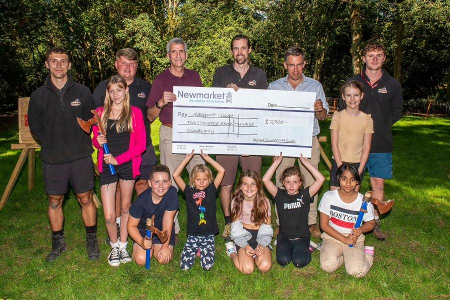 Cheque presentation by newmarket Charitable Foundation with kids from Newmarket Adventure Day